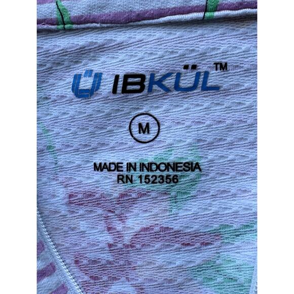 Ibkul Pink Floral Long Sleeve 1/4 Zip Shirt Mesh Sleeves Size Women’s M UPF 50 - Picture 3 of 8
